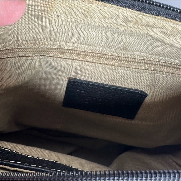 Tignanello Shoulder Bag Black Genuine Leather Pebble Purse Y2K Moto Classic - Picture 9 of 14